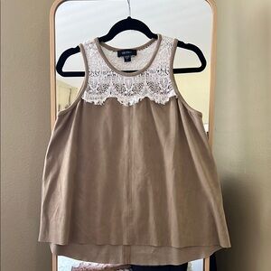 Karen Kane Tan Embellished Boxy Tank Top